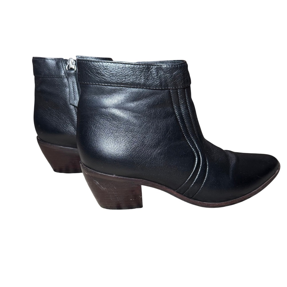 Matisse CeCe Black Leather Ankle Boots Size 8M Pointed Toe Block Heel Western - Picture 4 of 9